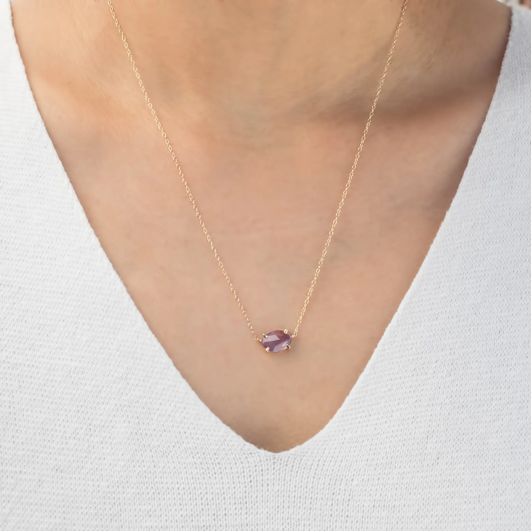 Organic Necklace 1.09ct Pink Rose Cut Sapphire (One of a kind)