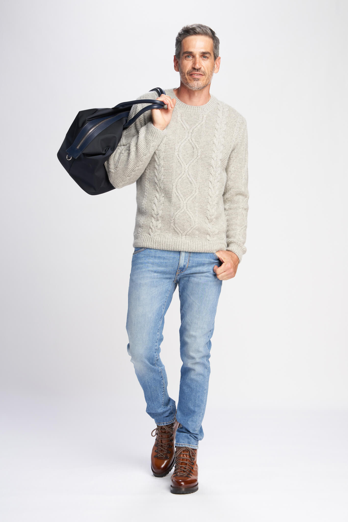 Orson knitted crew neck jumper in alpaca and yak wool