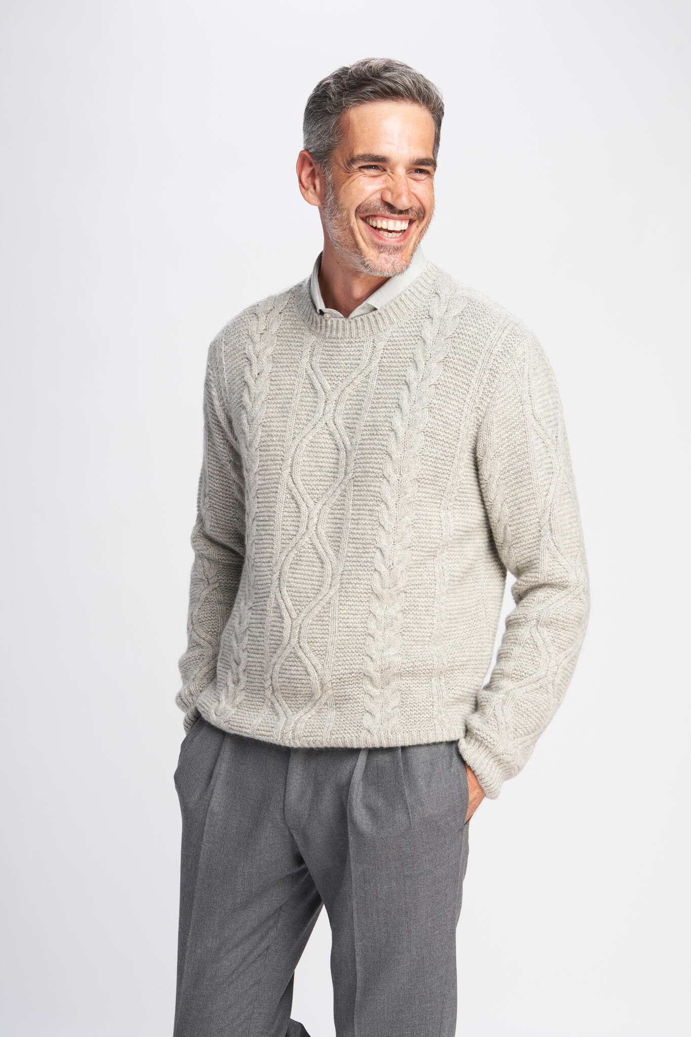 Orson knitted crew neck jumper in alpaca and yak wool