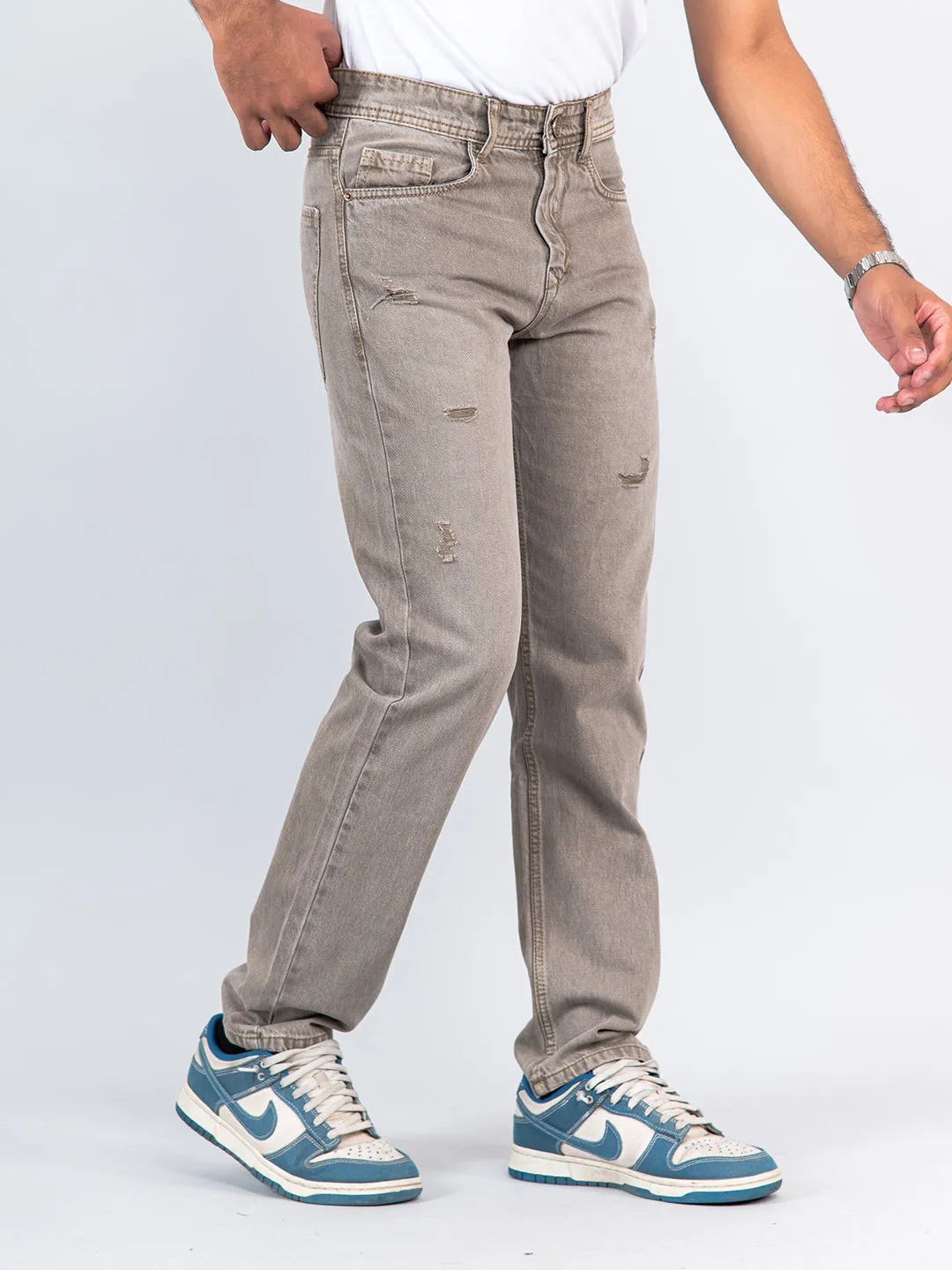 Pastel Brown Slim Fit Denim Jeans