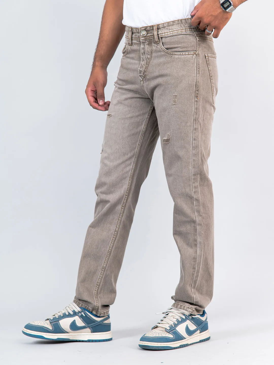 Pastel Brown Slim Fit Denim Jeans