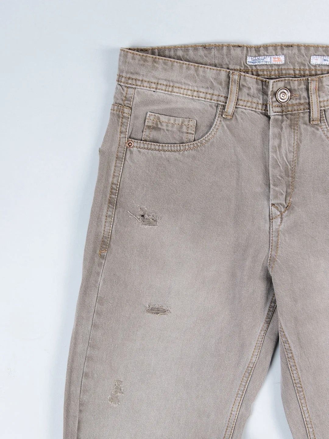 Pastel Brown Slim Fit Denim Jeans