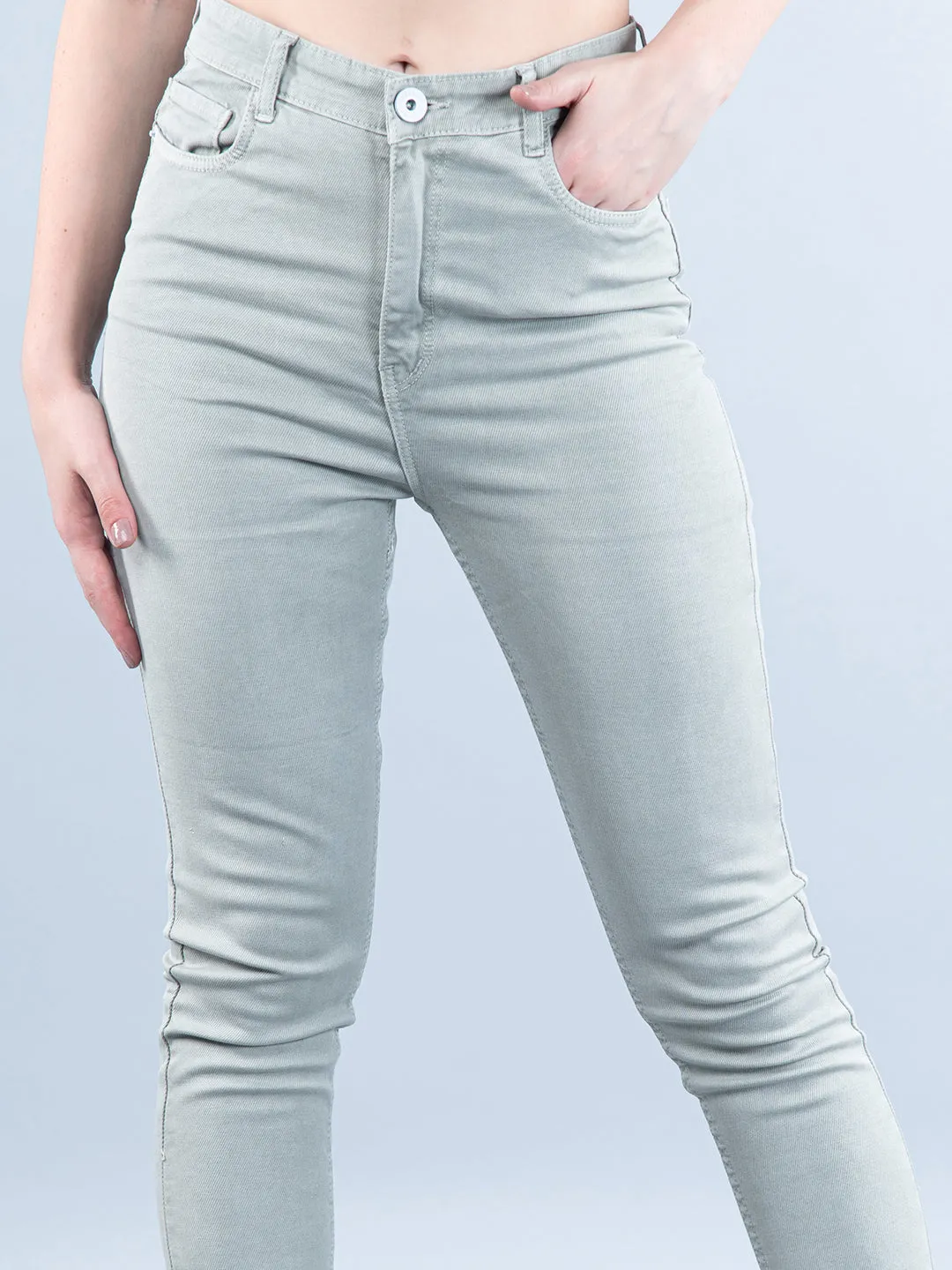 Pastel Green Skinny Fit Jeans For Women