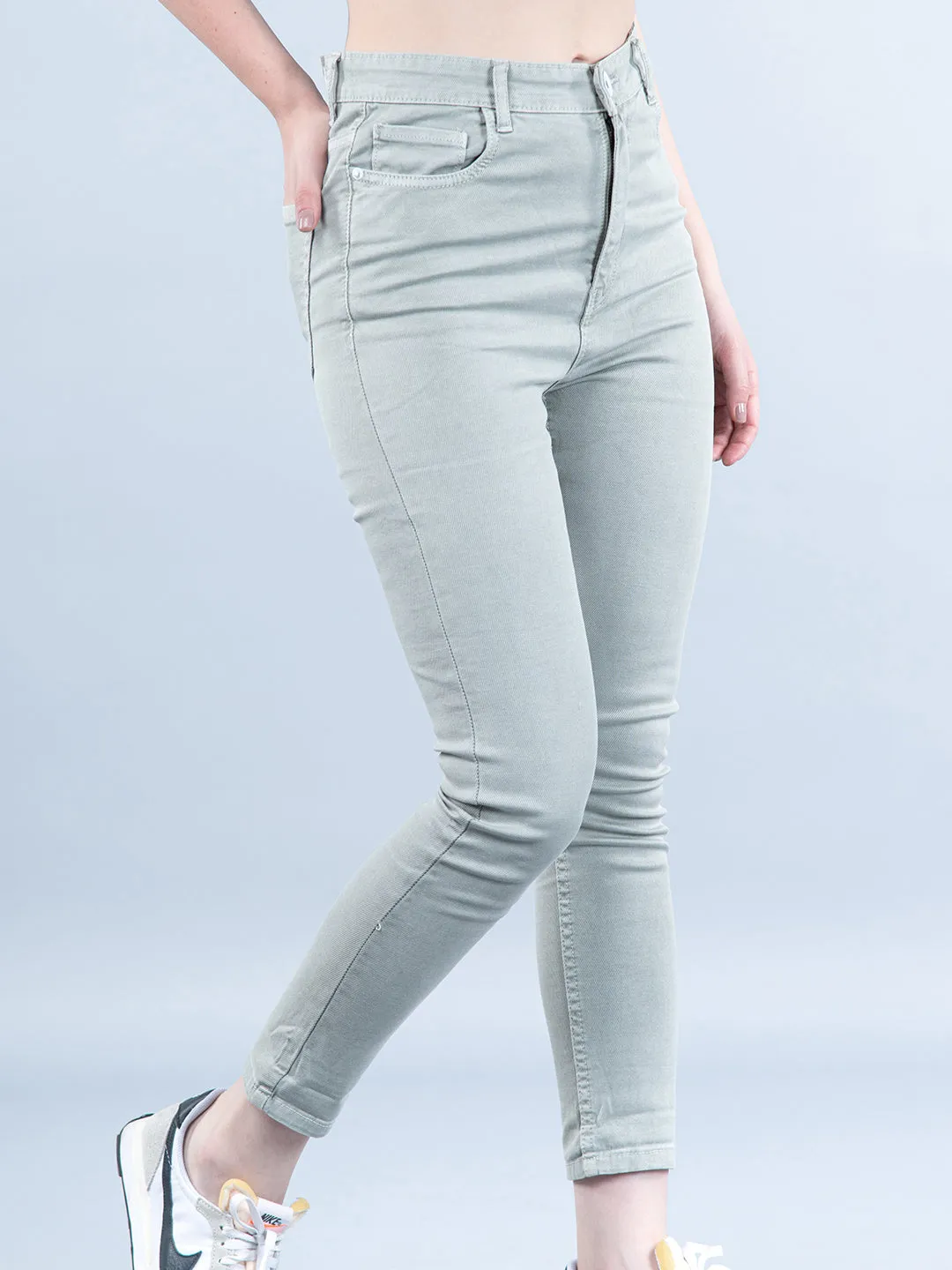 Pastel Green Skinny Fit Jeans For Women