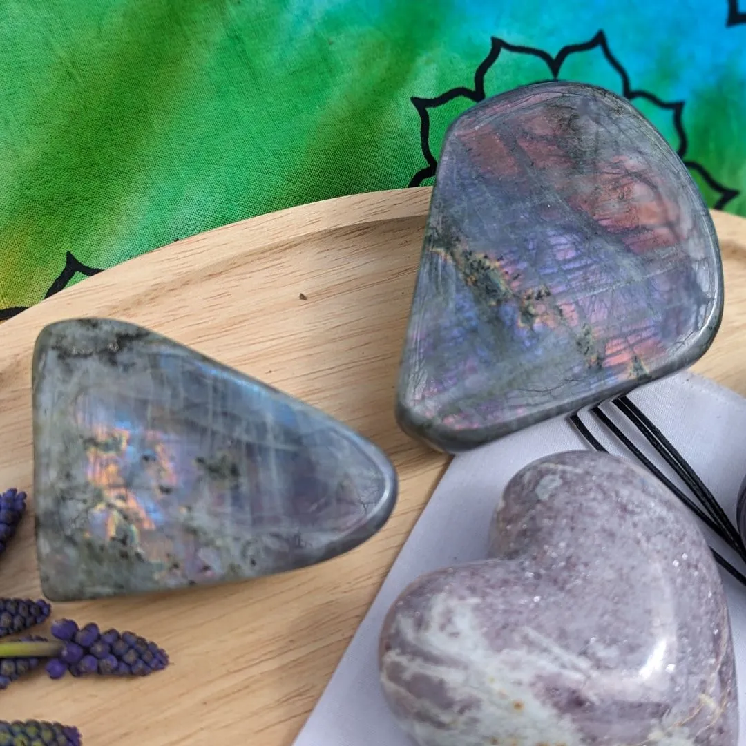 Pink and Purple Flash! Labradorite Free Form Carvings ~ A Tucson Gem Show Find!