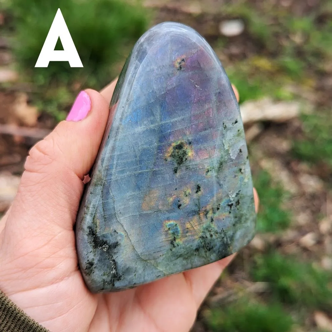 Pink and Purple Flash! Labradorite Free Form Carvings ~ A Tucson Gem Show Find!