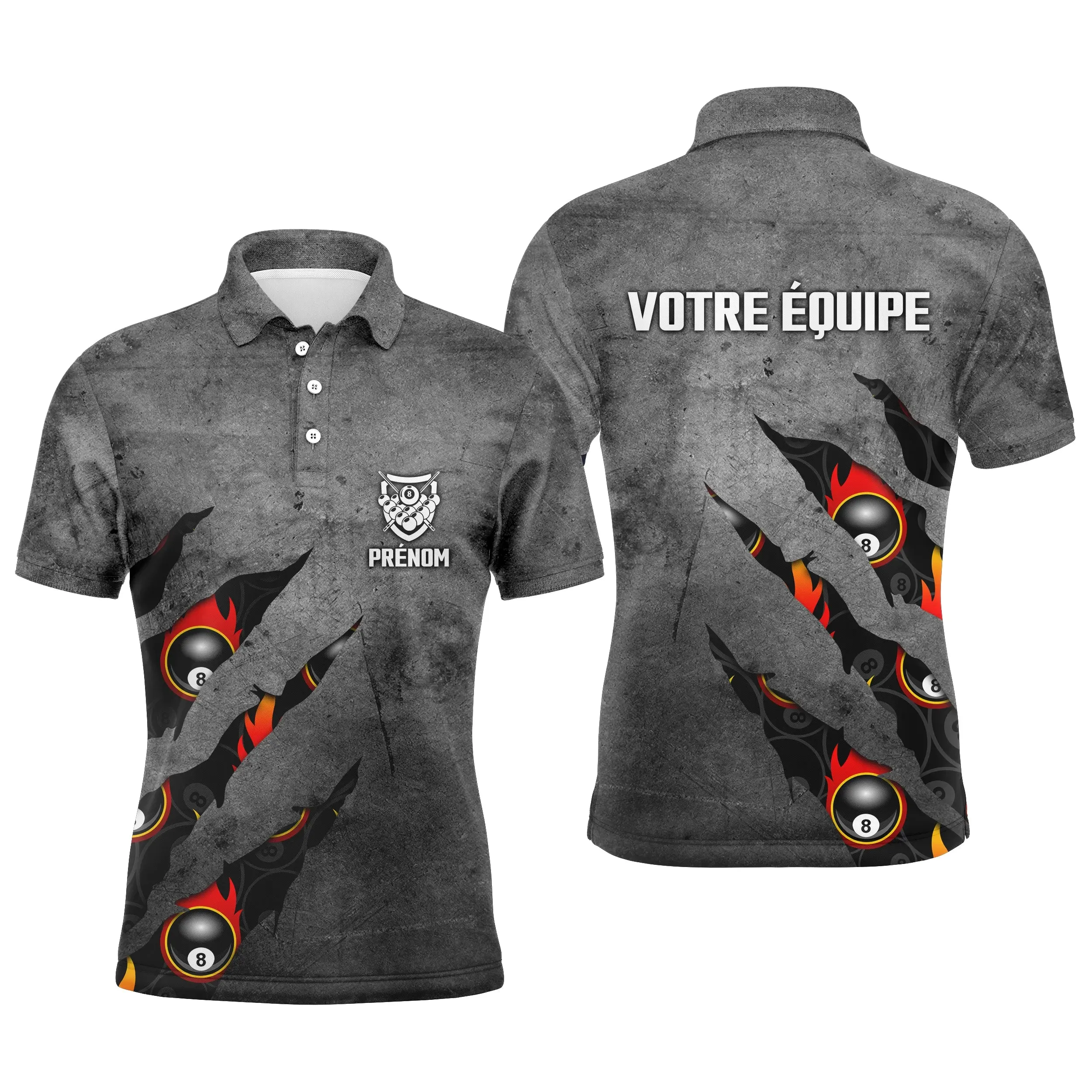 Polo De Billard Professionnel Avec Prénom Et Equipe Personnalisés, Boule De Billard - CT27062327