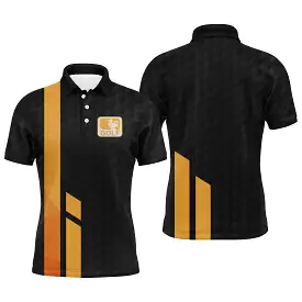 Polo de Sport Homme Femme Noir et Jaune, Golfeur, Golfeuse, Motif Balle de Golf - CTS120052229