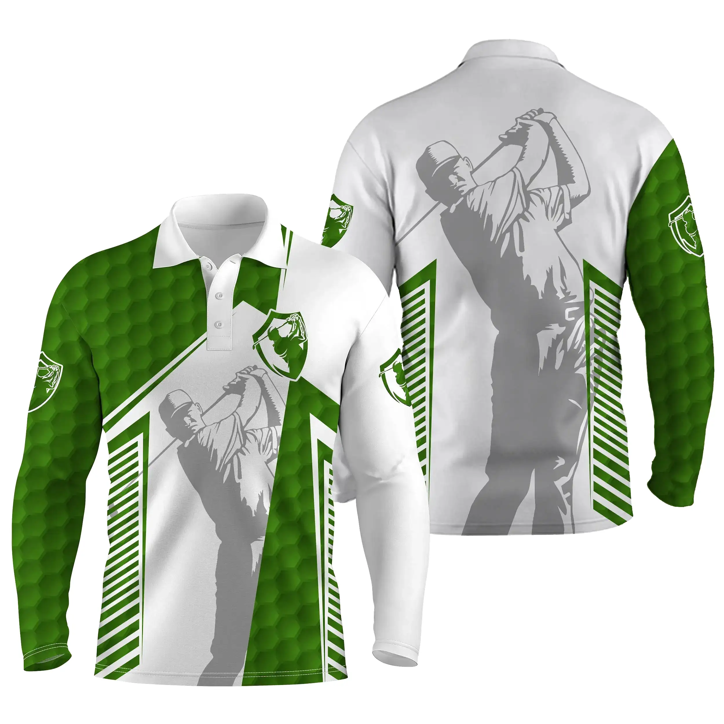 Polo de Sport, Polo de Golf Noir Blanc Vert Bleu Marine, Motif Balle de Golf, Club de Golf - CTS15052226