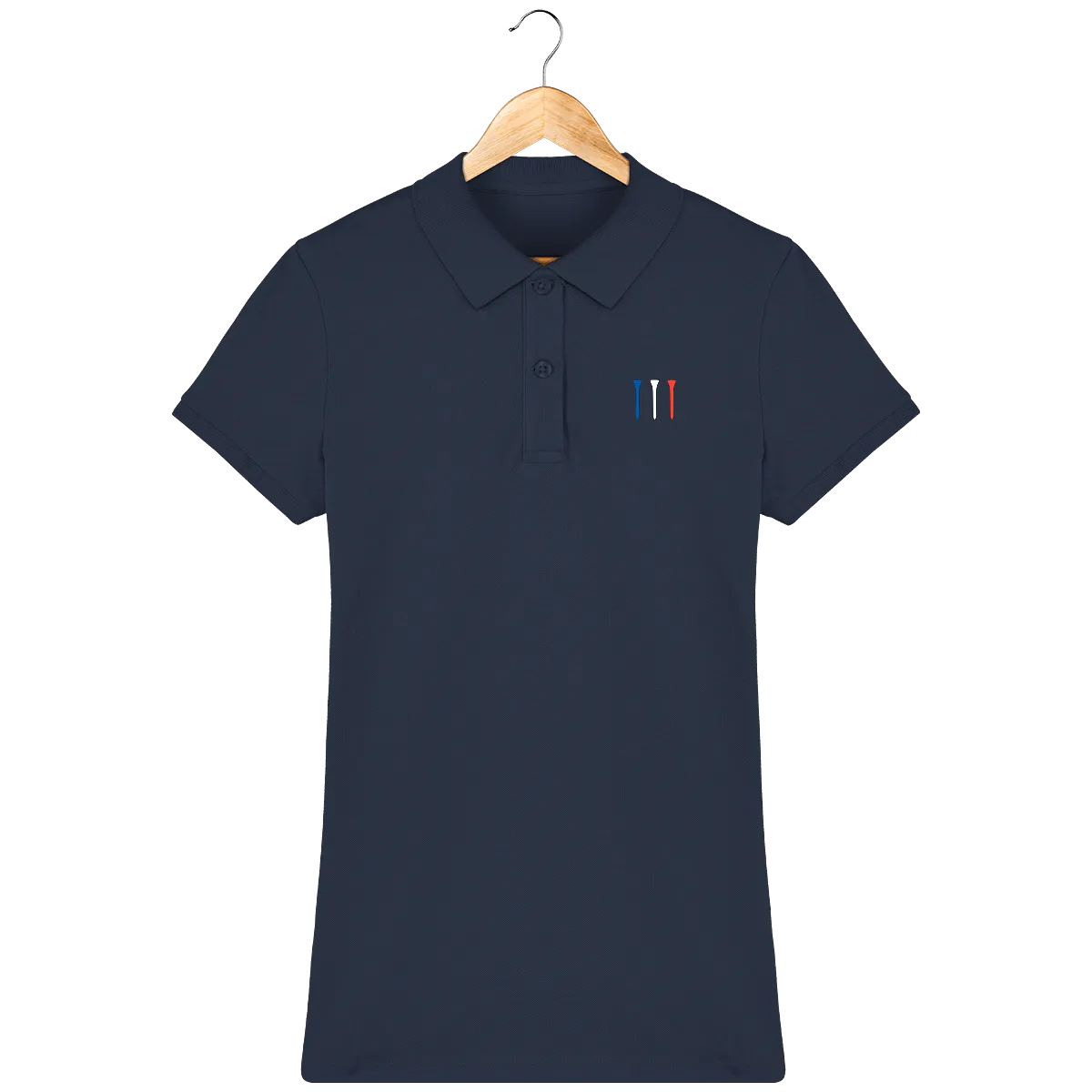 Polo en coton Bio brodé TEES BLEU BLANC ROUGE femme