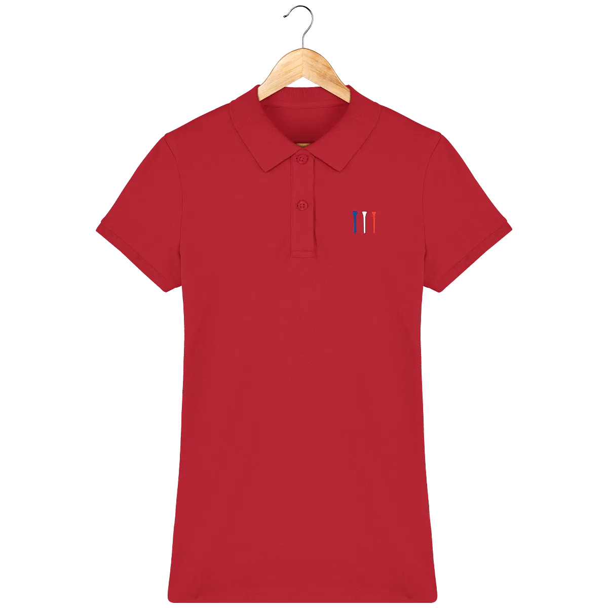 Polo en coton Bio brodé TEES BLEU BLANC ROUGE femme