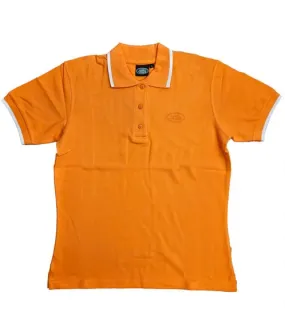 Polo femme LAND ROVER avec partie en coton, chemise à manches courtes avec logo brodé 960017 orange/blanc