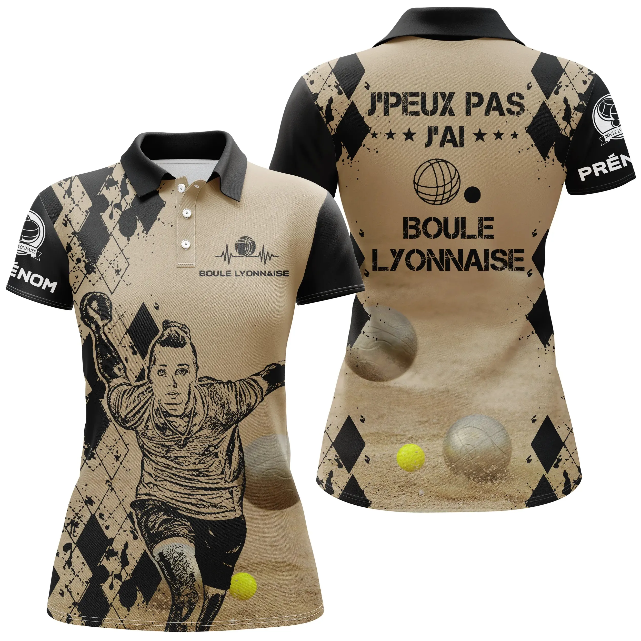 Polo Homme Et Femme Personnalisé, J'peux pas J'ai Boule Lyonnaise, Cadeau Humour Bouliste - CT03102336