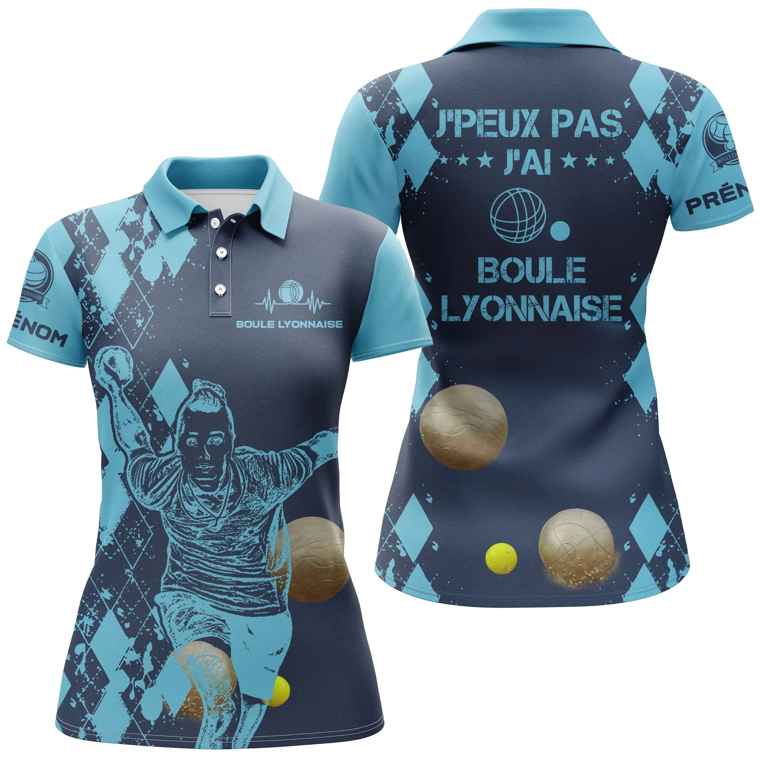 Polo Homme Et Femme Personnalisé, J'peux pas J'ai Boule Lyonnaise, Cadeau Humour Bouliste - CT03102336