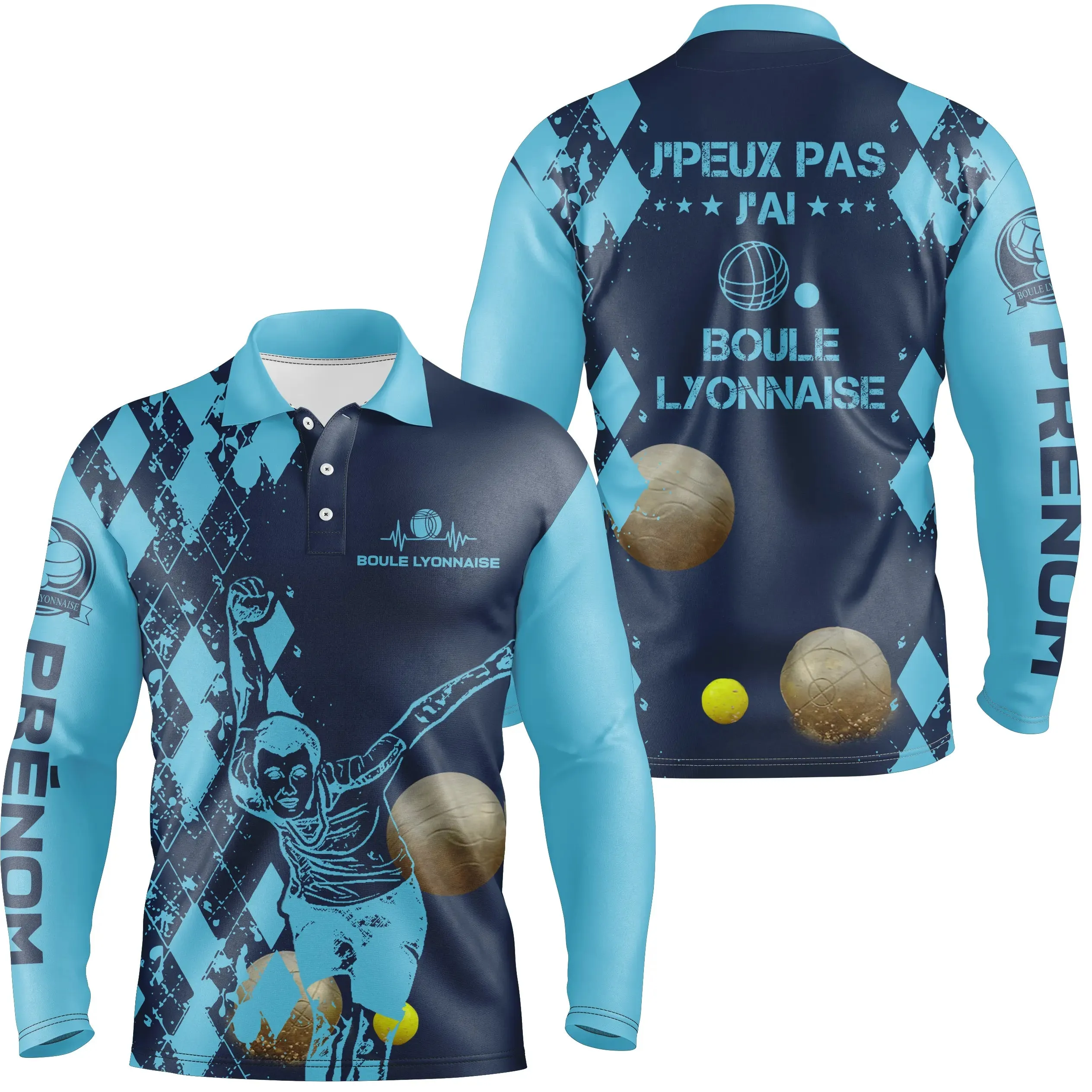 Polo Homme Et Femme Personnalisé, J'peux pas J'ai Boule Lyonnaise, Cadeau Humour Bouliste - CT03102336