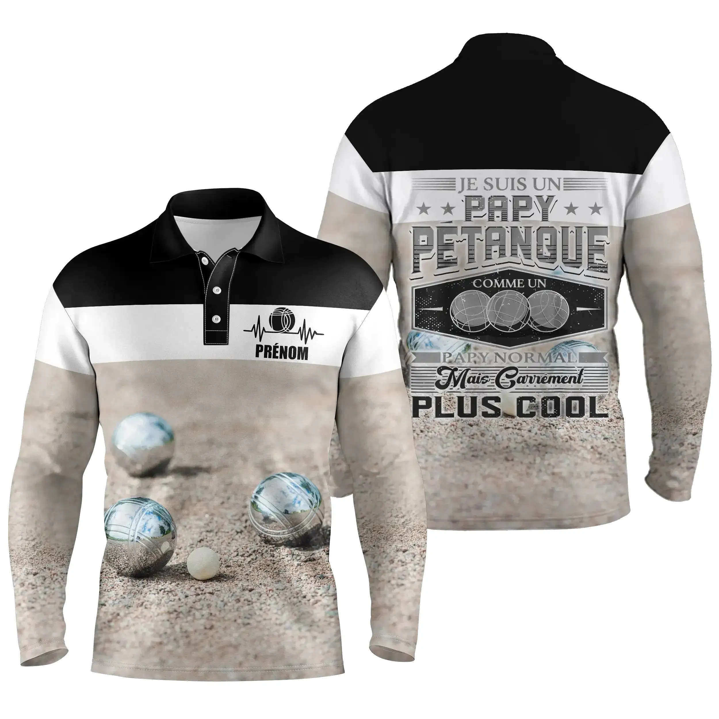 Polo Personnalisé Pétanque, Cadeau Humour Bouliste, Je Suis Un Papy Pétanque - CT13122216