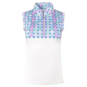 Pure Golf Truth Ladies Sleeveless Golf Polo Shirt Geoflower