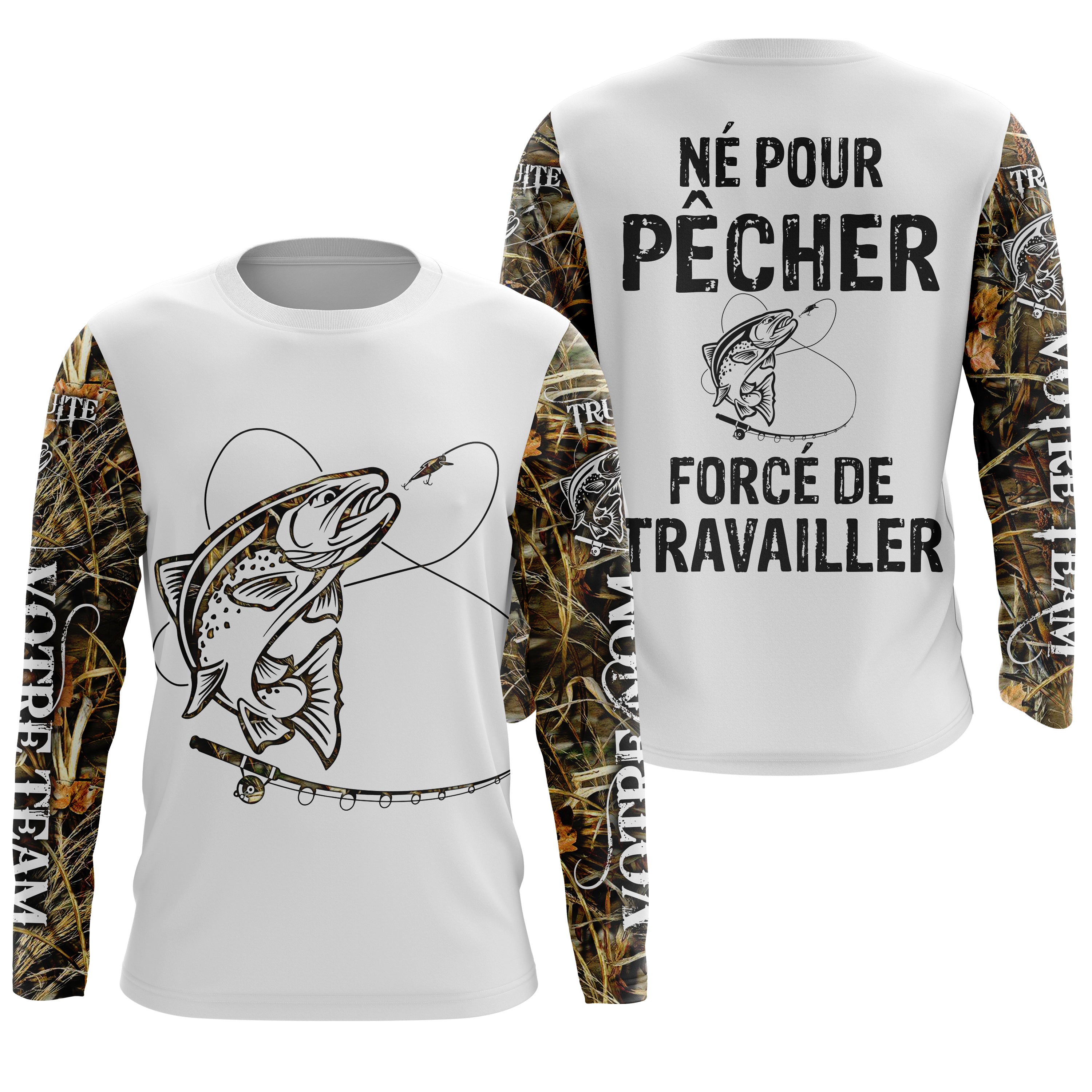 Pêche De La Truite Au Leure Souple, Cadeau Humour Pêcheur, Né Pour Pêcher, Forcé De Travailler, Cadeau Humour Personnalisé Pêche