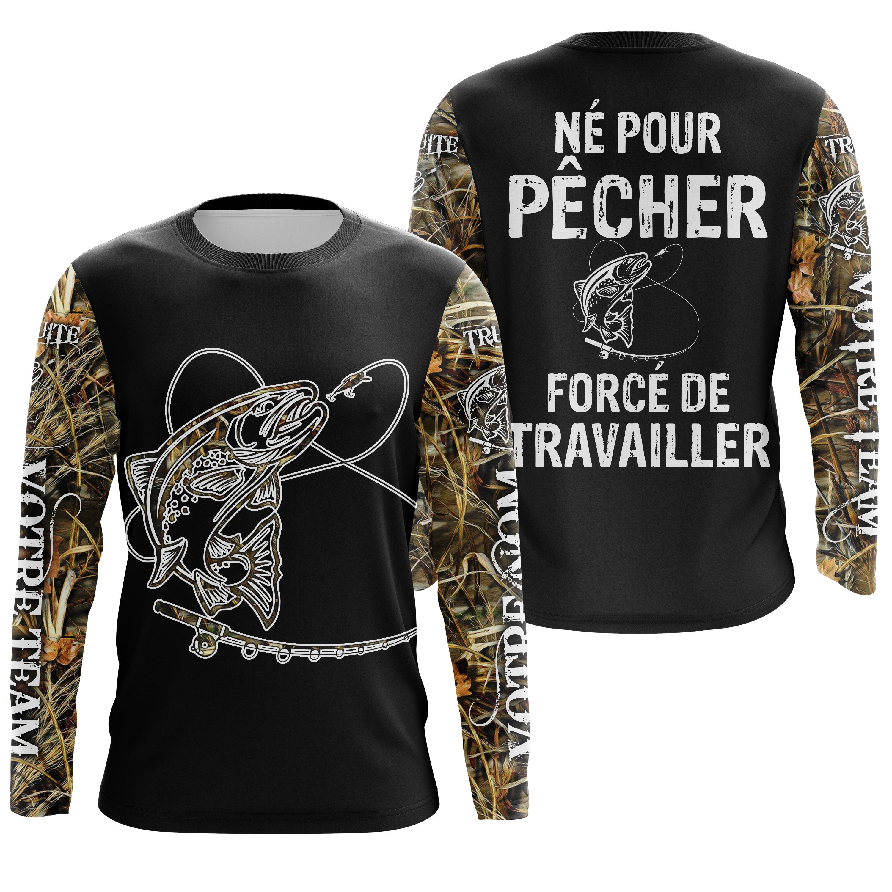 Pêche De La Truite Au Leure Souple, Cadeau Humour Pêcheur, Né Pour Pêcher, Forcé De Travailler, Cadeau Humour Personnalisé Pêche