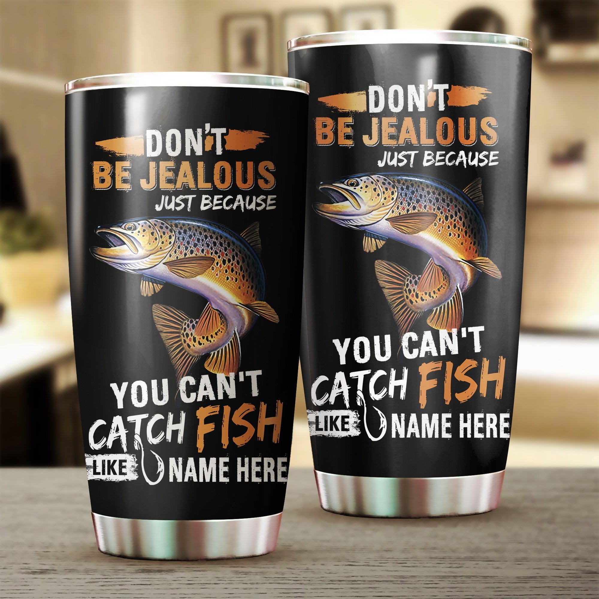 Pêche De La Truite, Cadeau Humour Pêcheur, Mug Isotherme, Ne Sois Pas Jaloux - MTPESM001