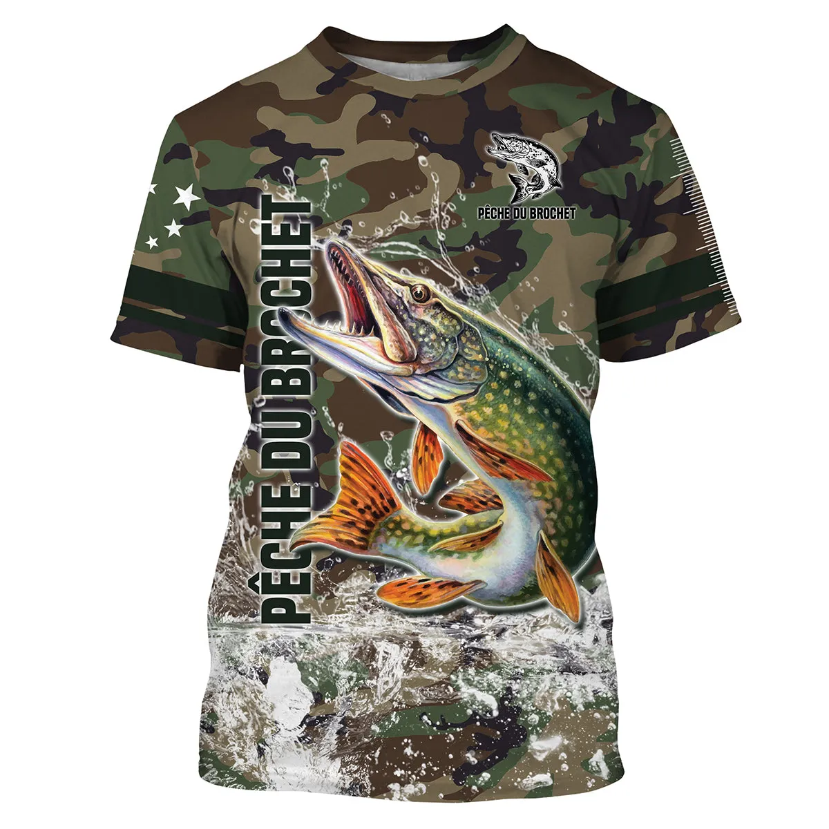 Pêche du Brochet, Pêche aux Carnassiers, Cadeau Original Pêcheur, Camouflage Pêche, Tee Shirt, Sweat à capuche, Vêtement Anti UV