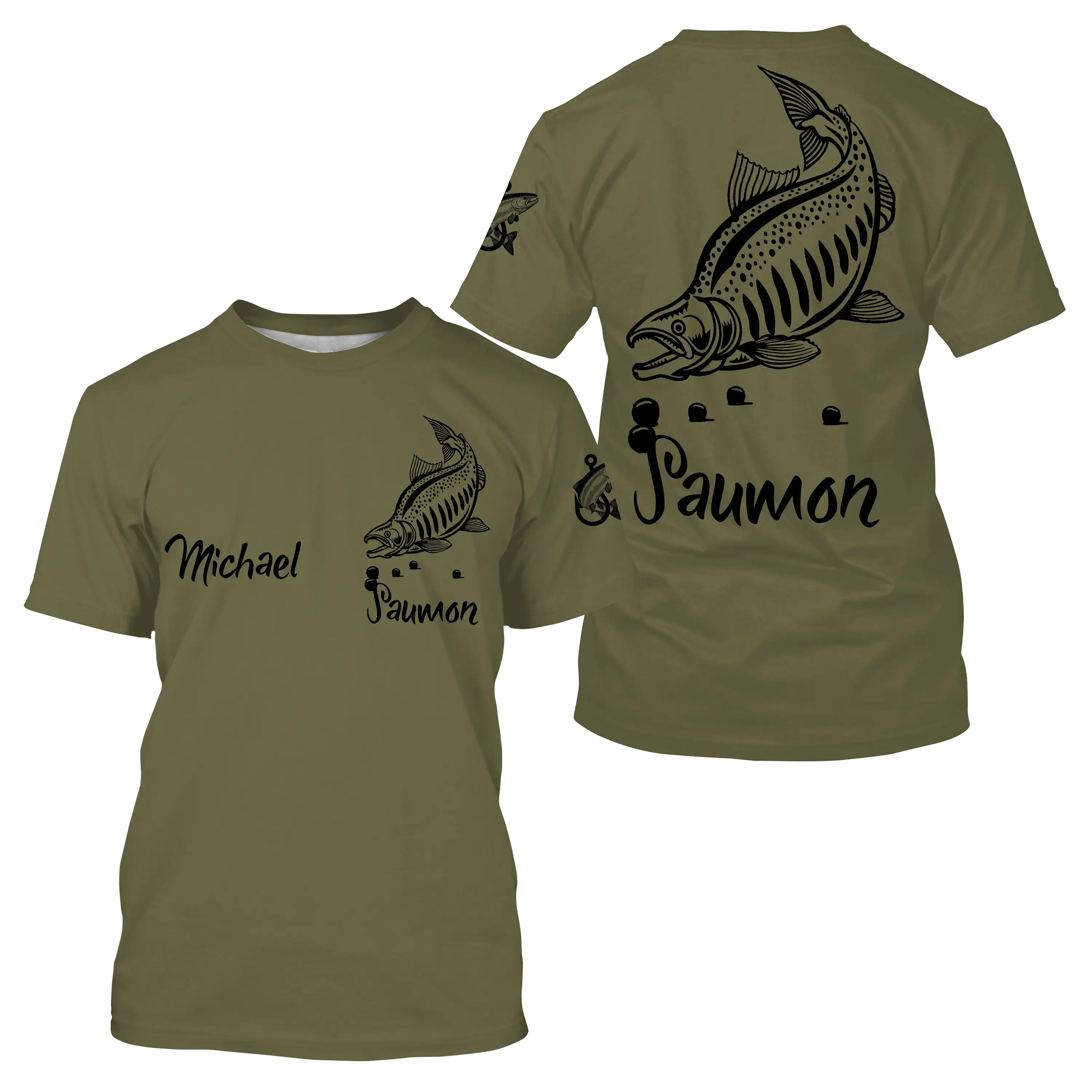 Pêche du Saumon, Cadeau Original Pêcheur, Tee Shirt, Sweat à capuche, Vêtement Anti UV, Cadeau Personnalisé Pour La Pêche - CTS1