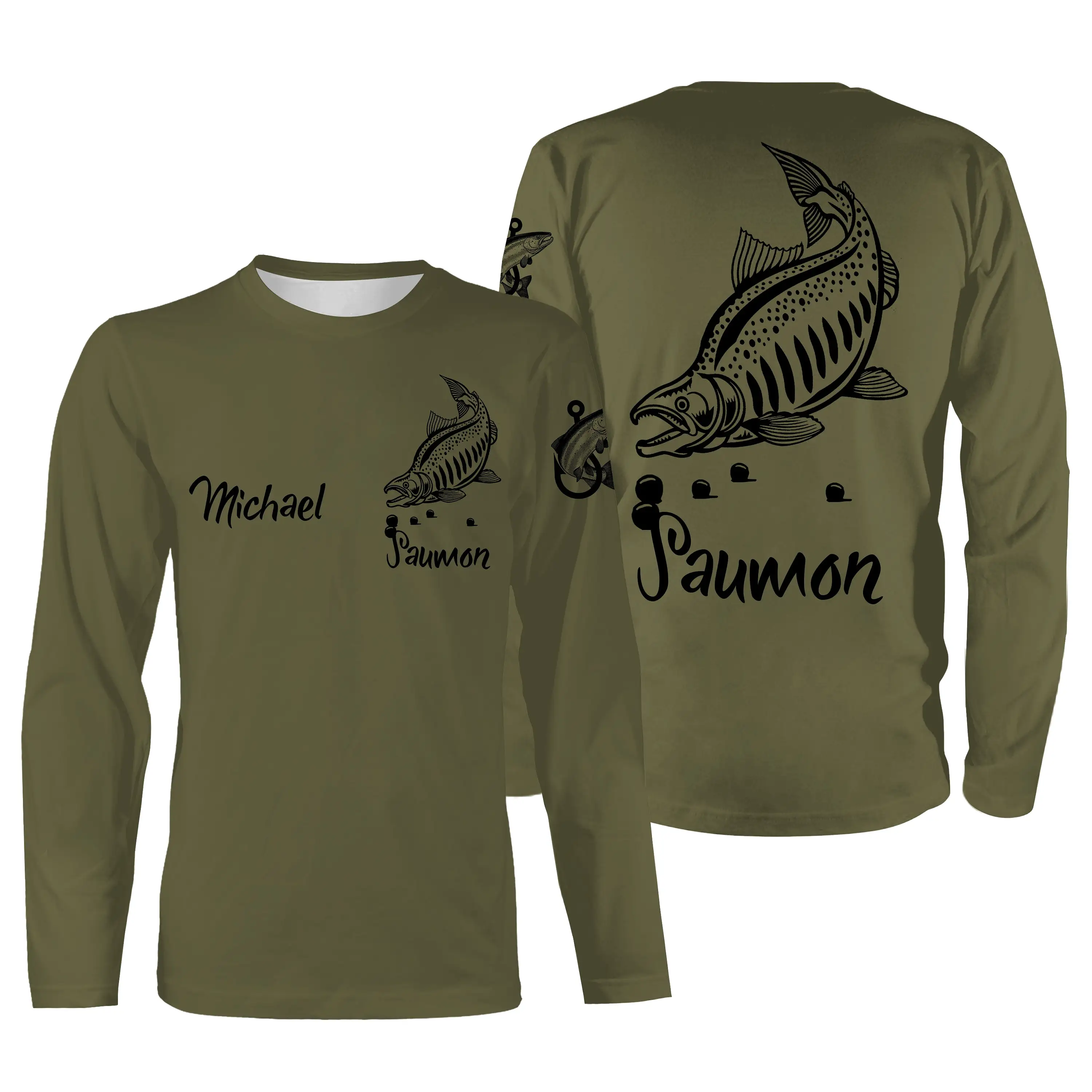 Pêche du Saumon, Cadeau Original Pêcheur, Tee Shirt, Sweat à capuche, Vêtement Anti UV, Cadeau Personnalisé Pour La Pêche - CTS1