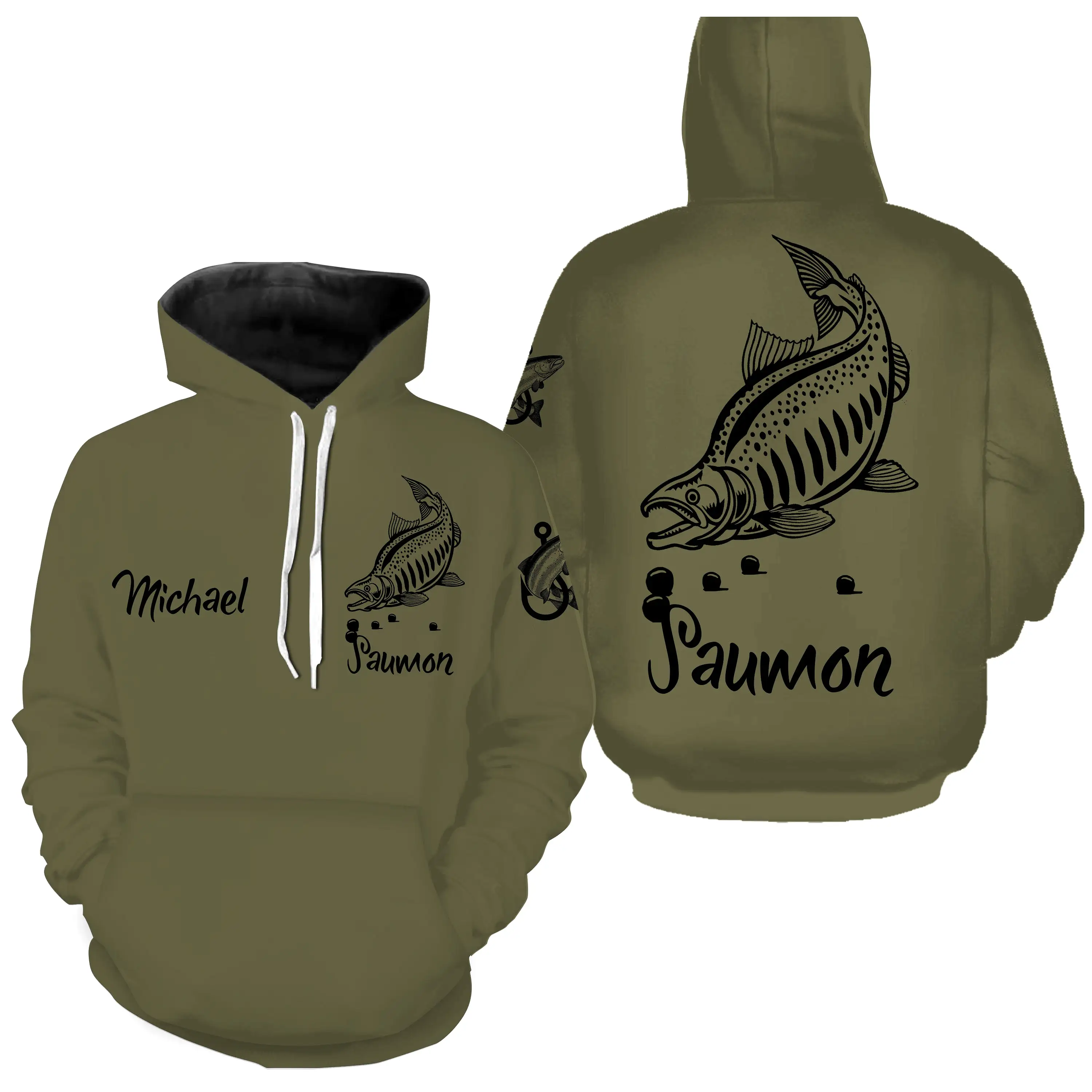 Pêche du Saumon, Cadeau Original Pêcheur, Tee Shirt, Sweat à capuche, Vêtement Anti UV, Cadeau Personnalisé Pour La Pêche - CTS1