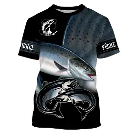 Pêche du Saumon, Cadeau Original Pêcheur, Tee Shirt, Sweat à capuche, Vêtement Anti UV, Cadeau Personnalisé Pour La Pêche - CTS1