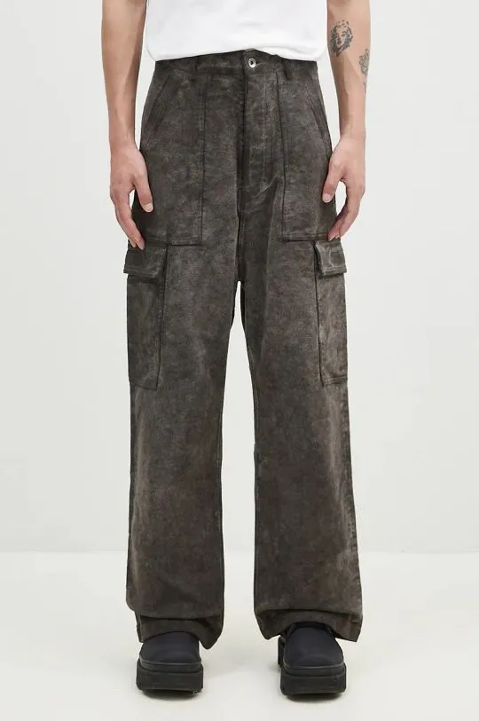 Rick Owens cotton trousers Cargo Trousers gray color DU02D2354.MO