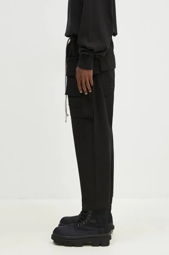 Rick Owens cotton trousers Creatch Cargo Cropped Drawstring black color DU02D2371.TW