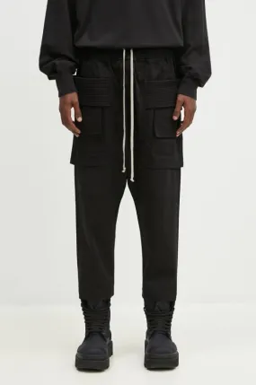 Rick Owens cotton trousers Creatch Cargo Cropped Drawstring black color DU02D2371.TW