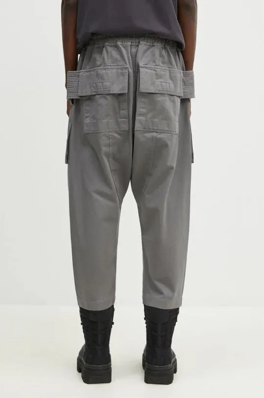 Rick Owens cotton trousers Creatch Cargo Cropped Drawstring gray color DU02D2371.TW