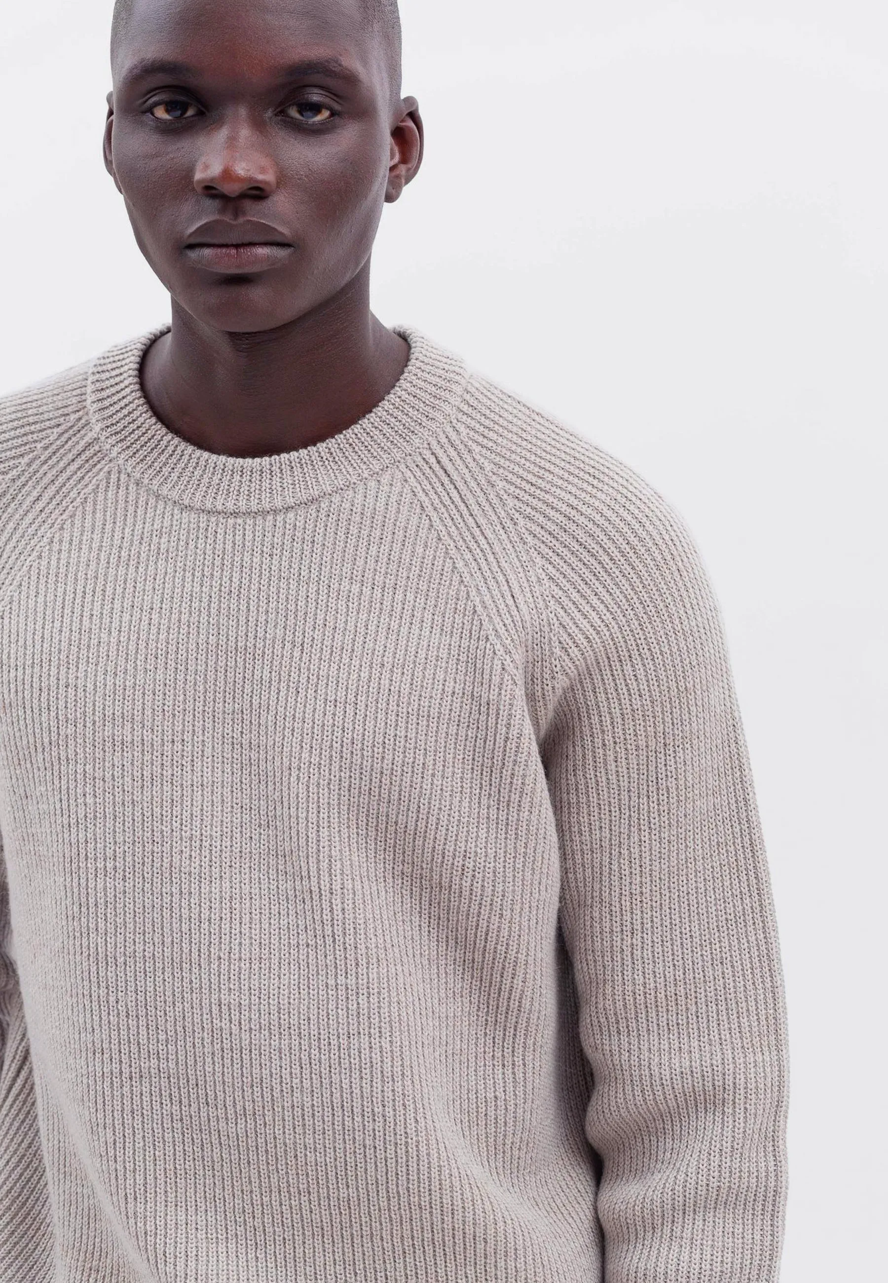 Roald Cotton Wool Jumper - Light Khaki