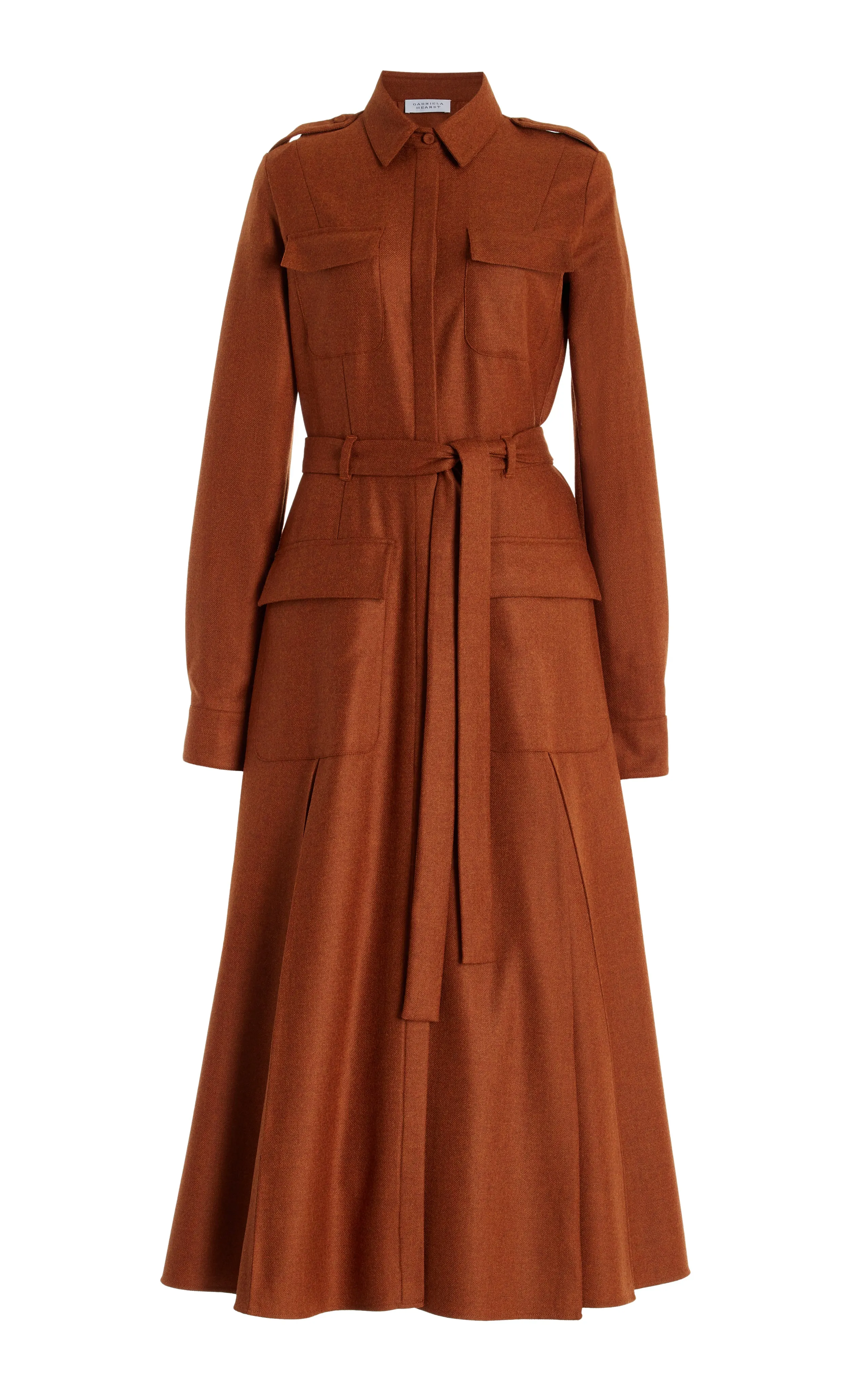 Roe Shirtdress in Rust Melange Virgin Wool Cashmere Flannel