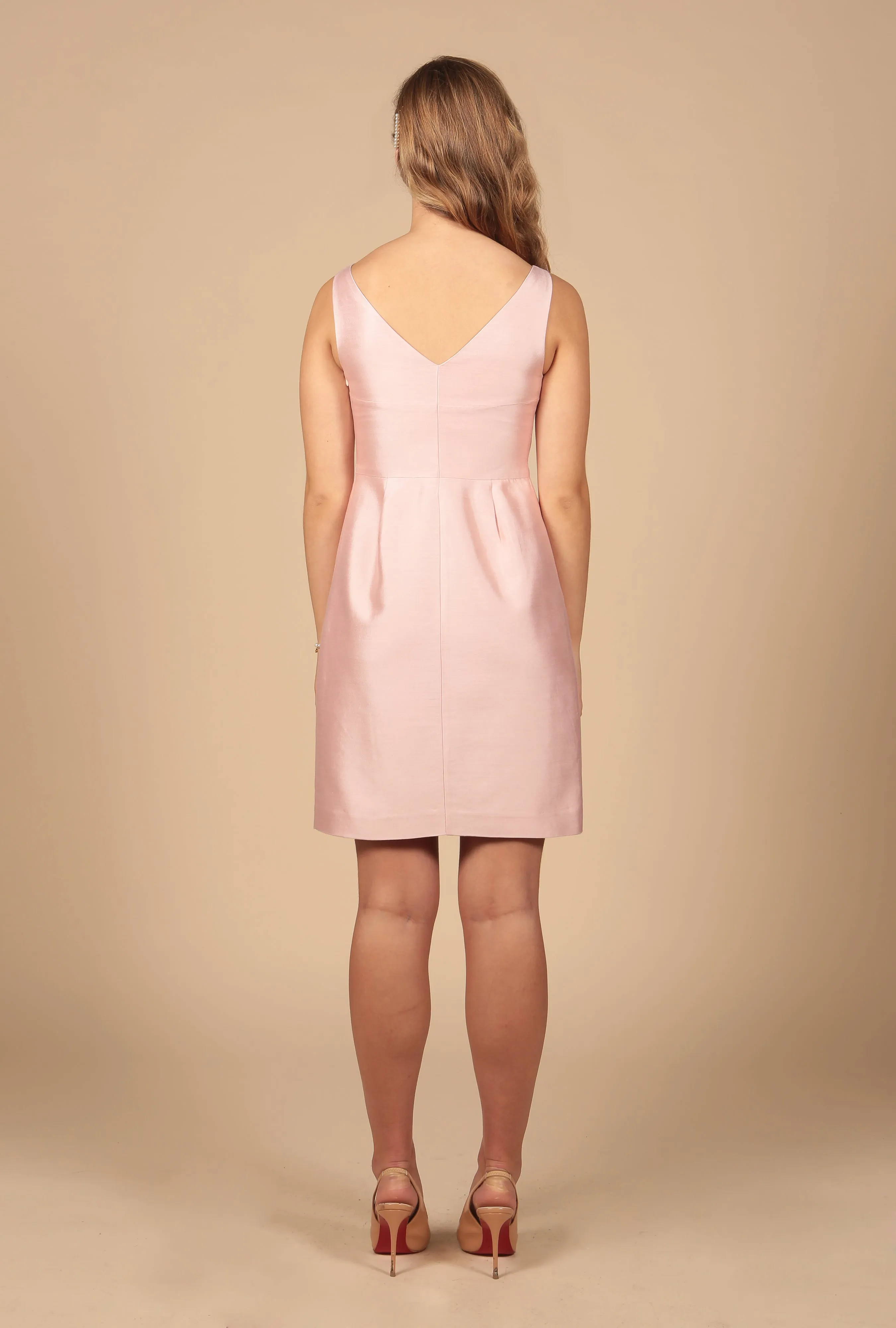 'Sabrina' Silk and Wool Dress in Rosa