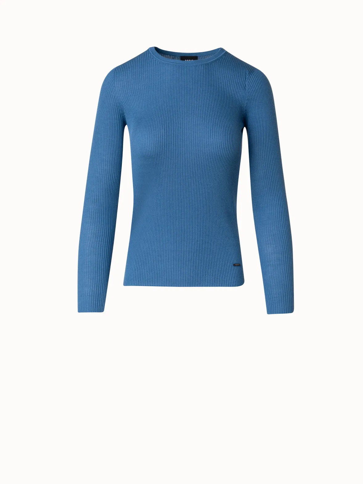 Seamless Silk Cotton Rib Knit Sweater