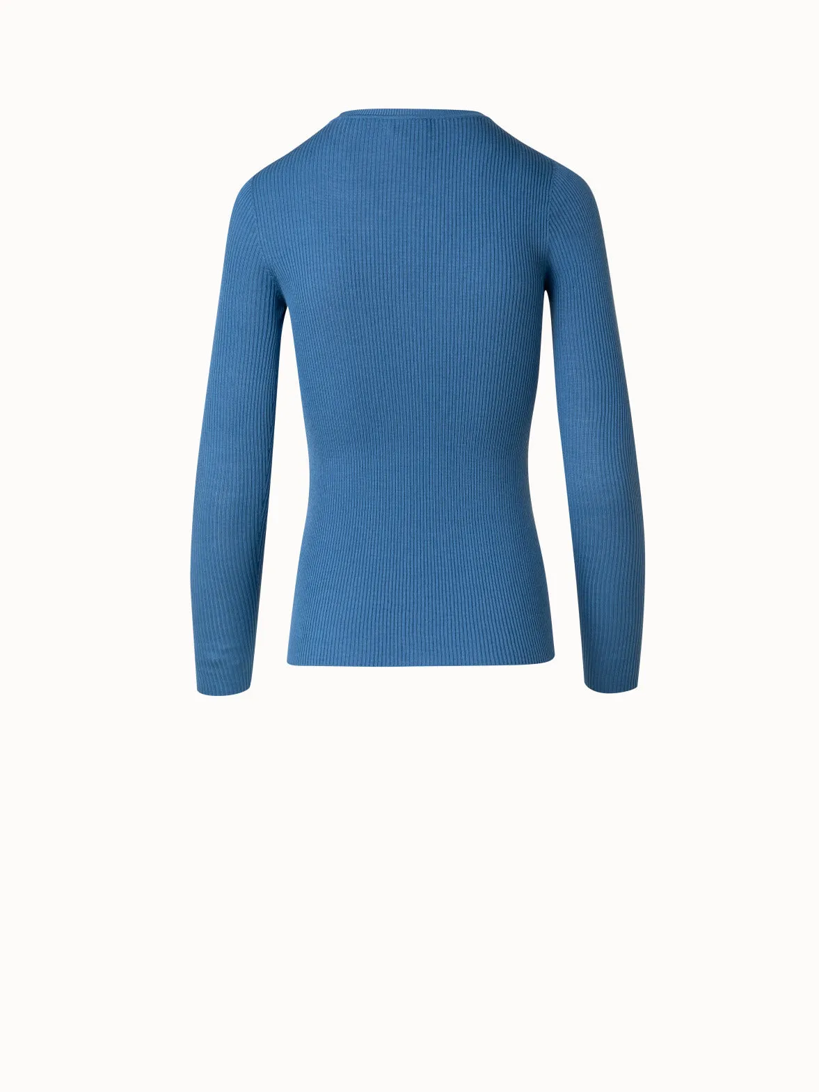 Seamless Silk Cotton Rib Knit Sweater