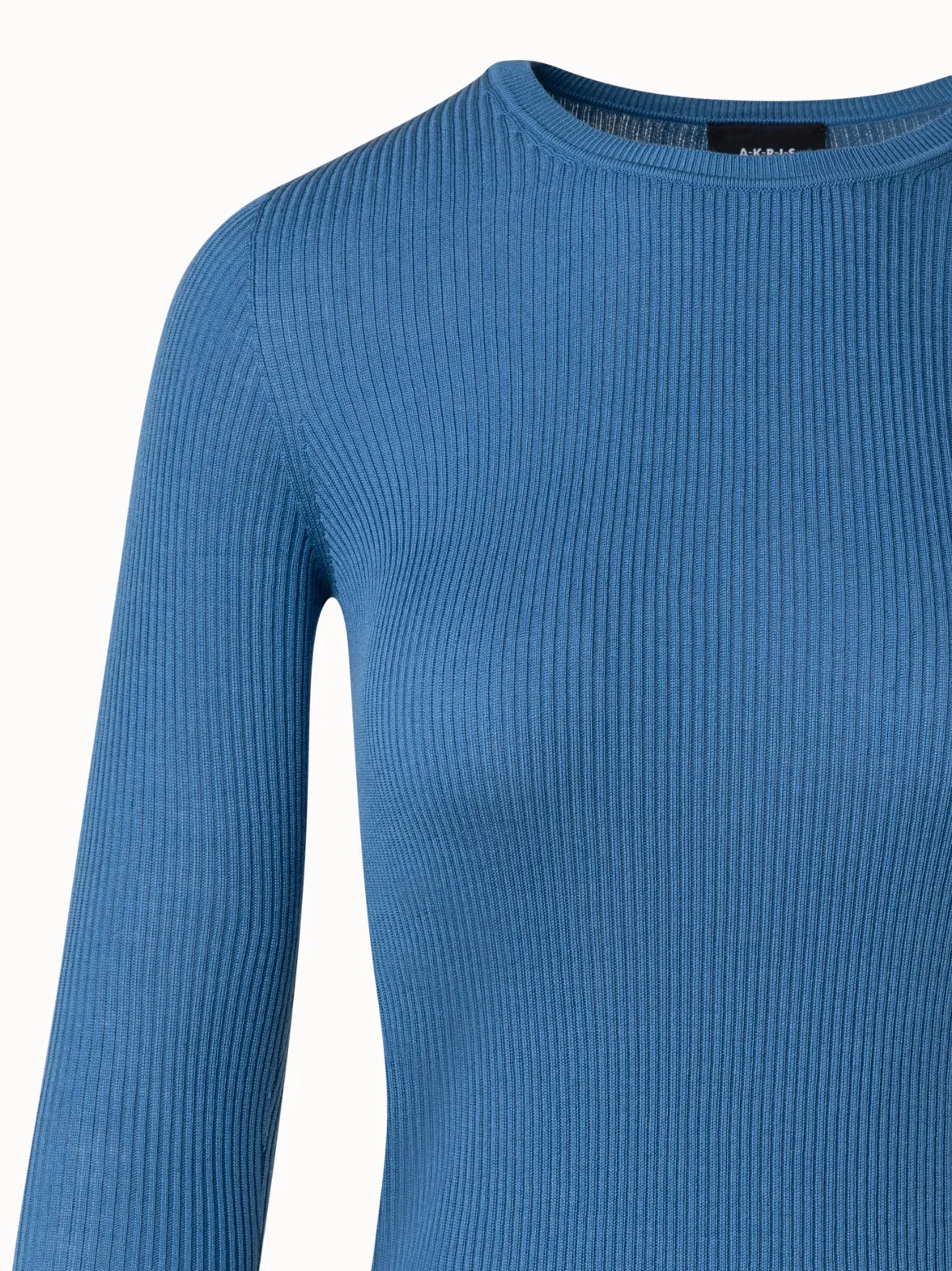 Seamless Silk Cotton Rib Knit Sweater