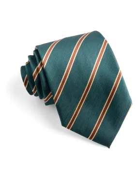 Stripes Tie - Emerald Green With Brown Line