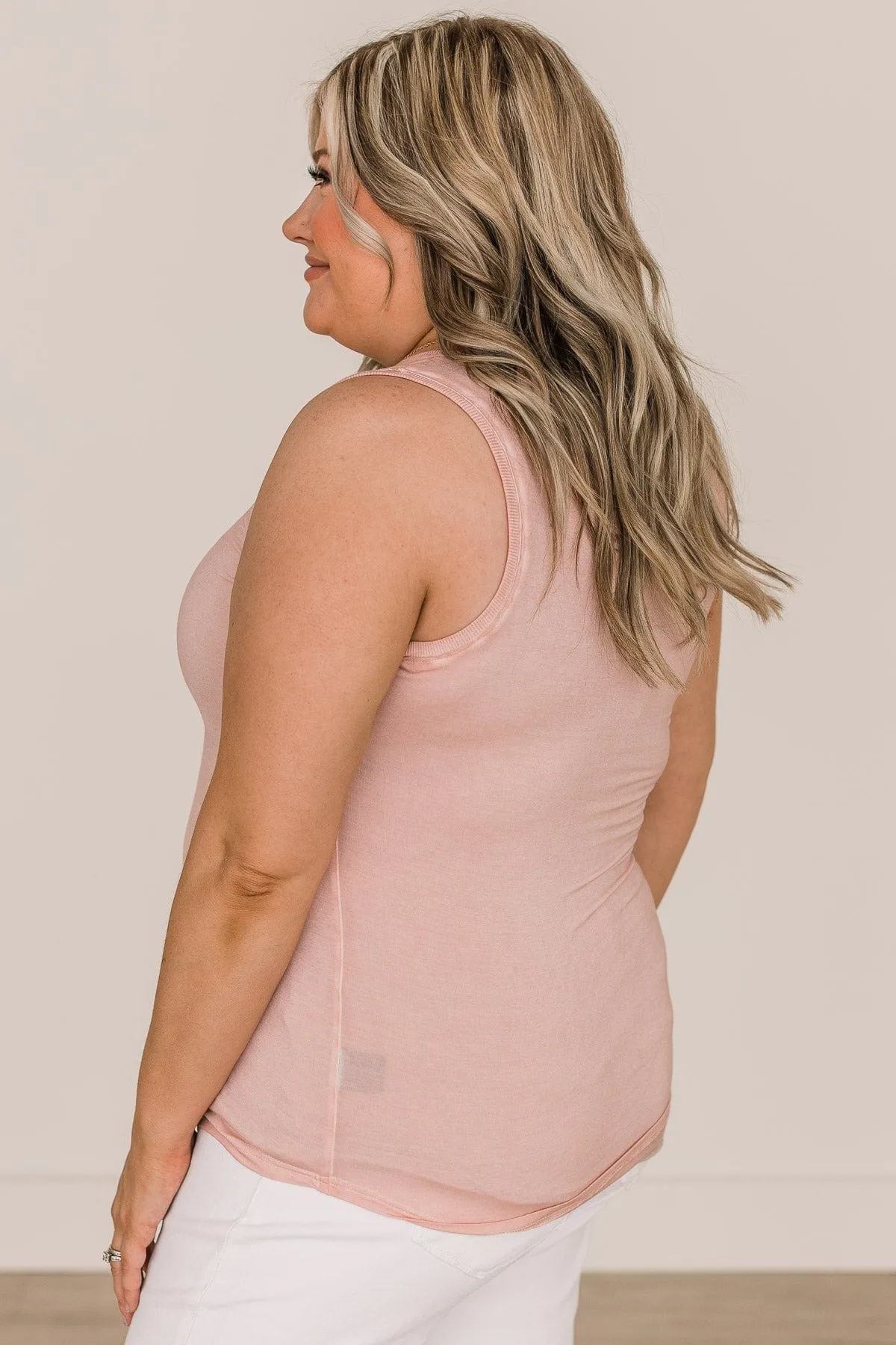 Such A Delight Button Tank Top- Dusty Pink