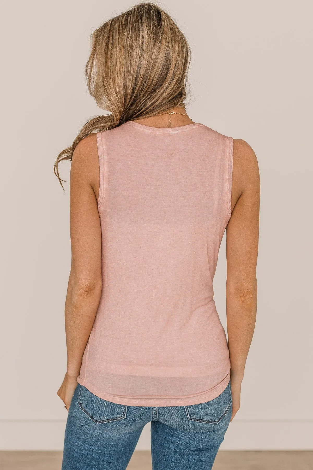 Such A Delight Button Tank Top- Dusty Pink