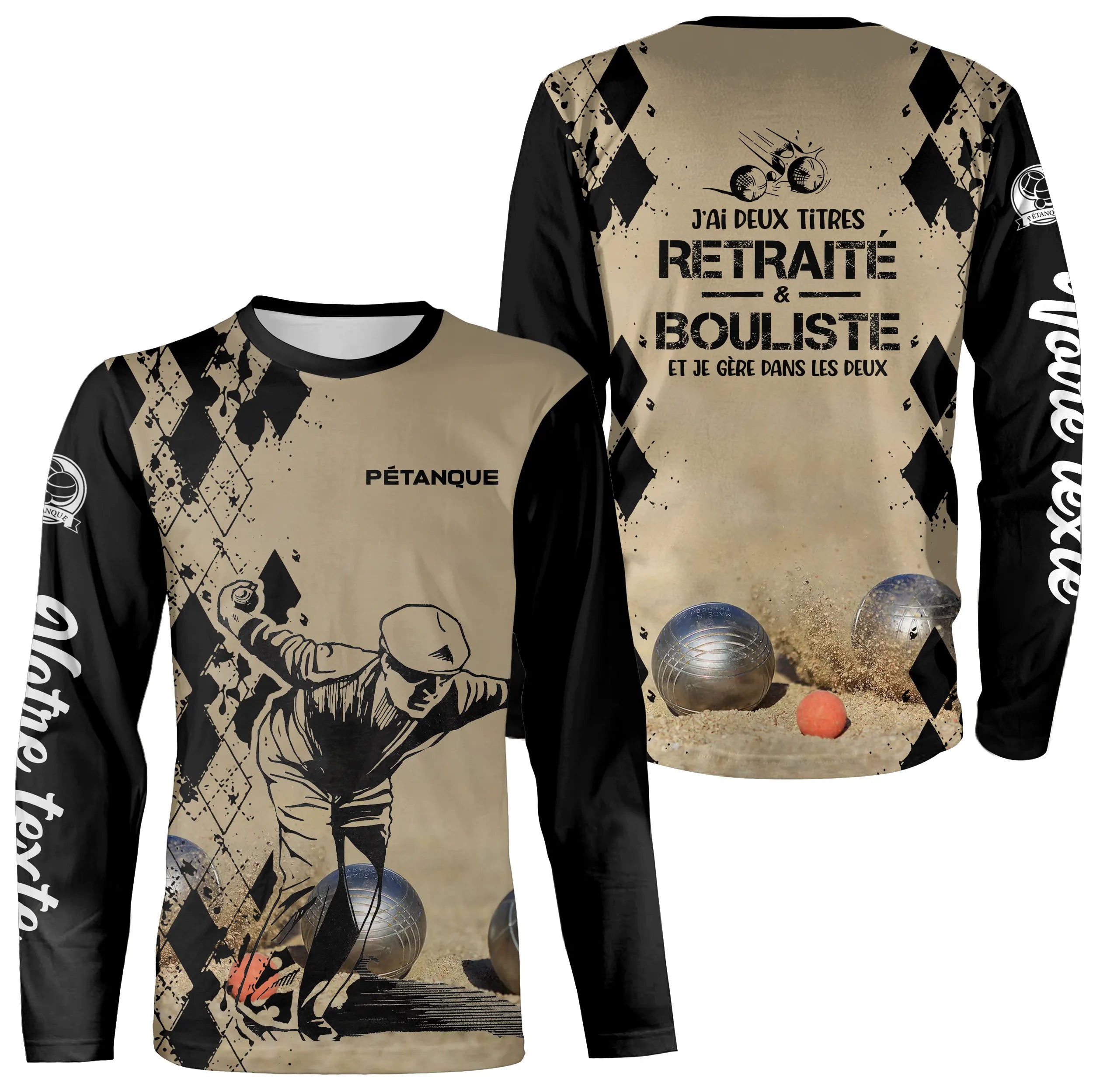 Sweat  Capuche Pétanque, Cadeau Humour Personnalisé Bouliste, J'ai Deux Titres Retraité Et Bouliste - CT21102303