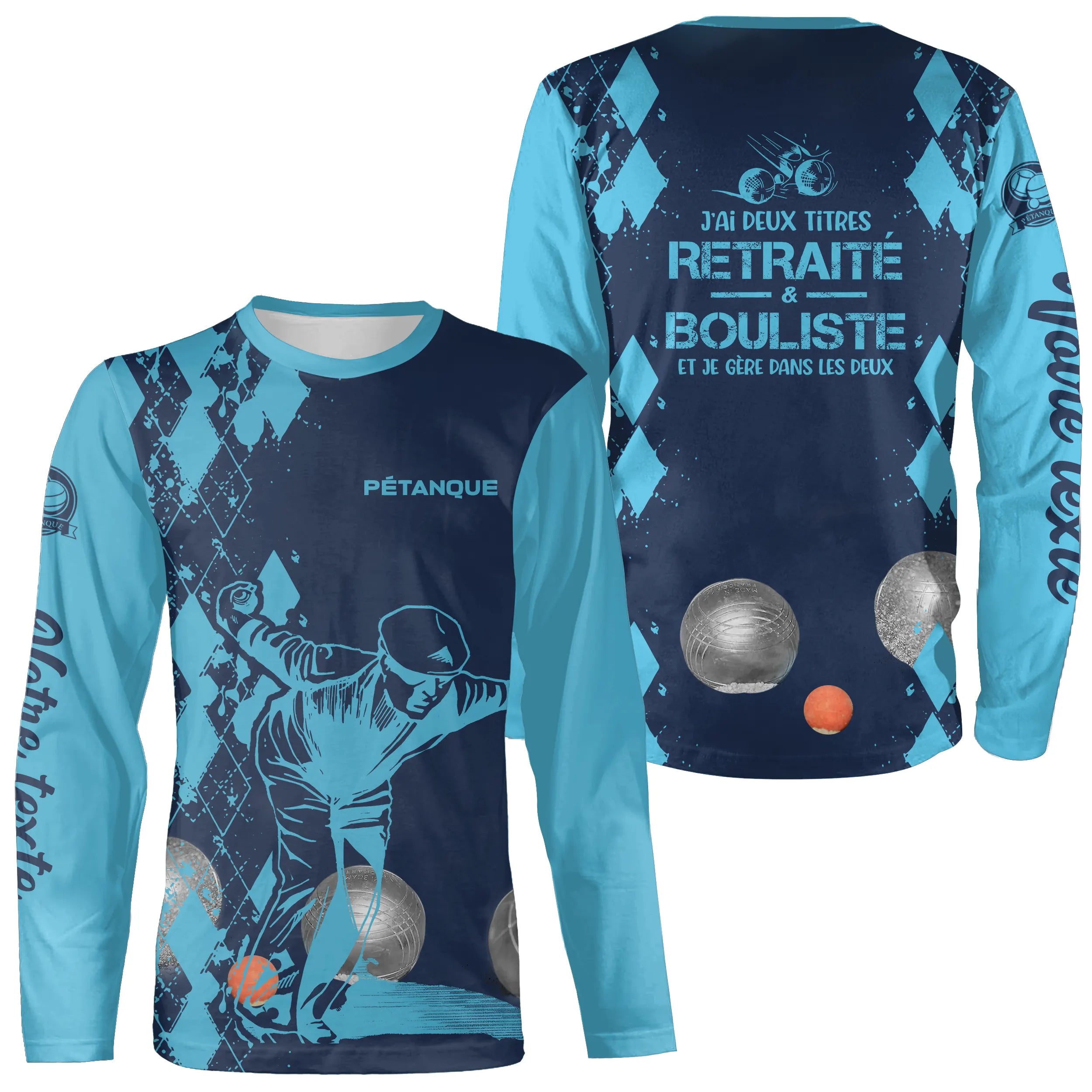 Sweat  Capuche Pétanque, Cadeau Humour Personnalisé Bouliste, J'ai Deux Titres Retraité Et Bouliste - CT21102303