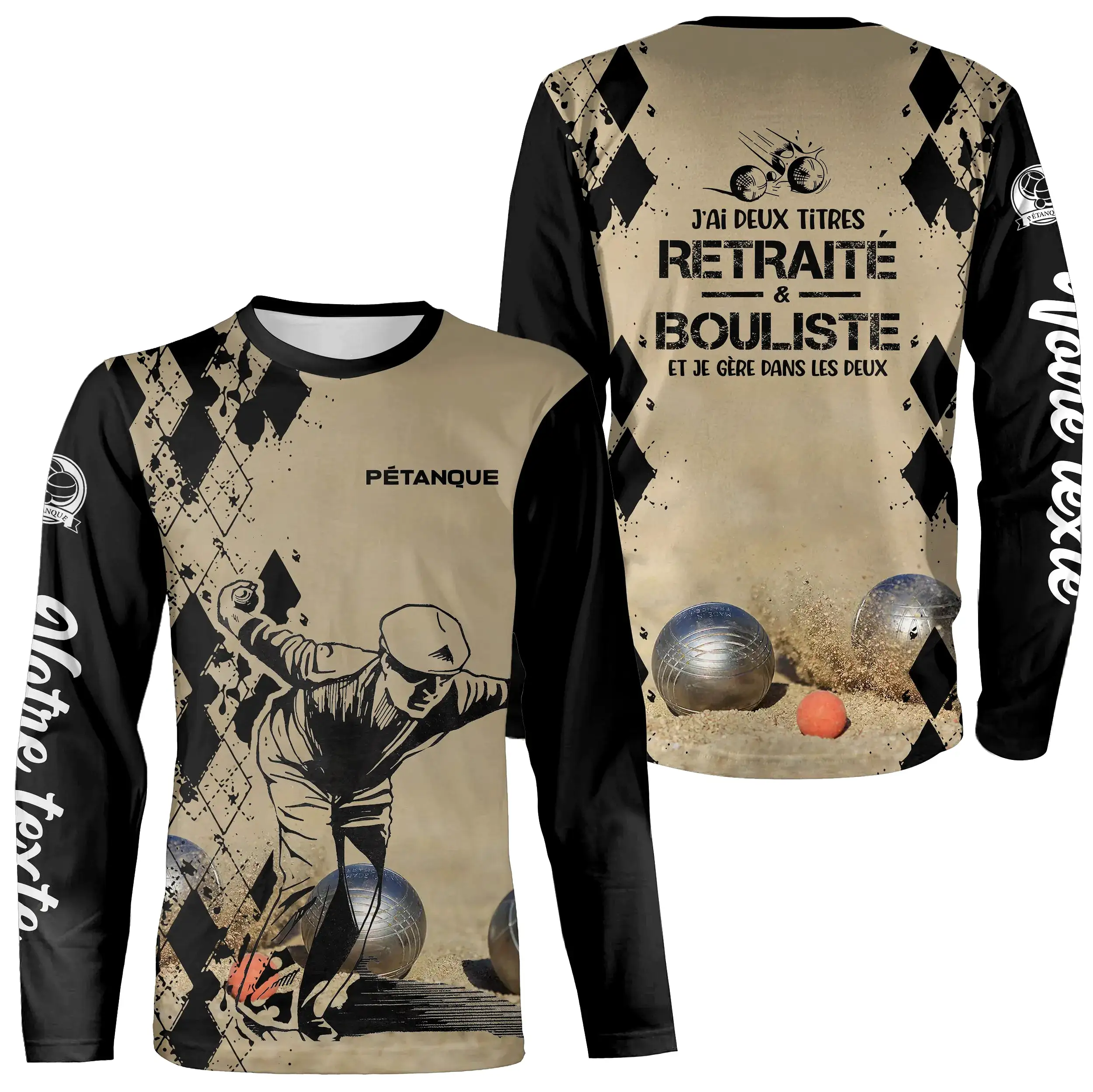 Sweat  Capuche Pétanque, Cadeau Humour Personnalisé Bouliste, J'ai Deux Titres Retraité Et Bouliste - CT21102303