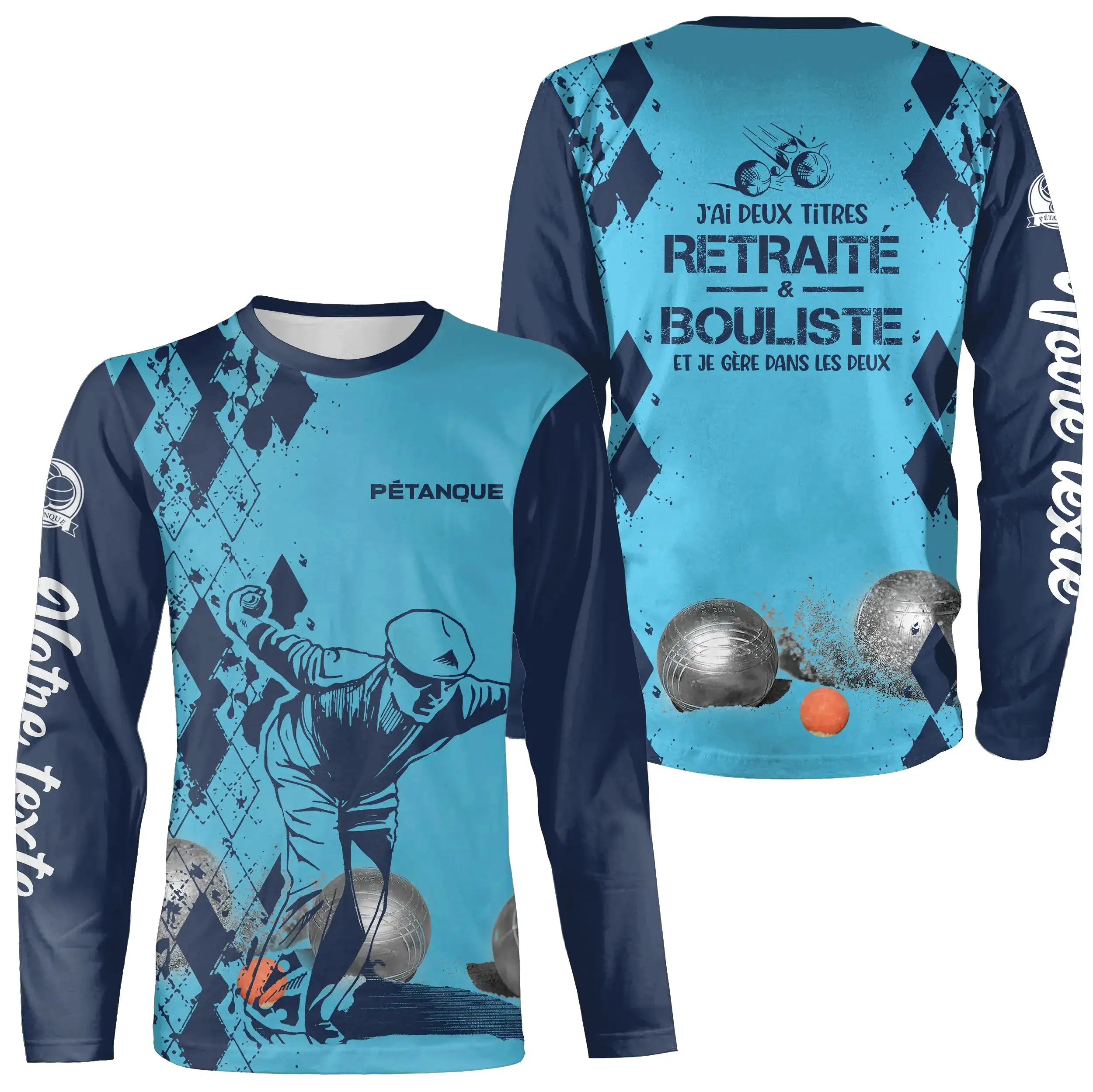 Sweat  Capuche Pétanque, Cadeau Humour Personnalisé Bouliste, J'ai Deux Titres Retraité Et Bouliste - CT21102303