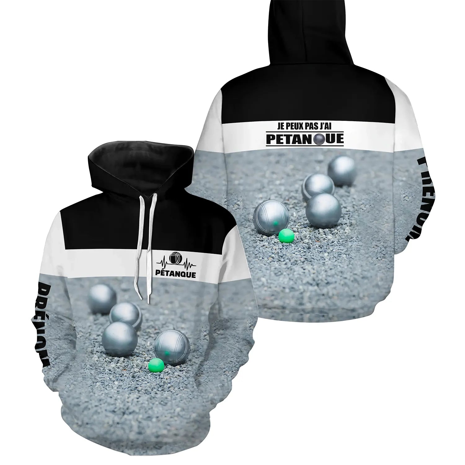 Sweat  Capuche Pétanque, Cadeau Humour Personnalisé Bouliste, Je Peux Pas J'ai Pétanque - CT28122346