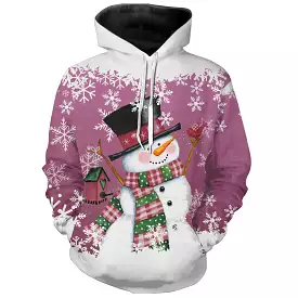 Sweat à Capuche Joyeux Bonhomme de Neige – Confort Hivernal avec Flocons de Neige et Couleurs Festives - CT04112347