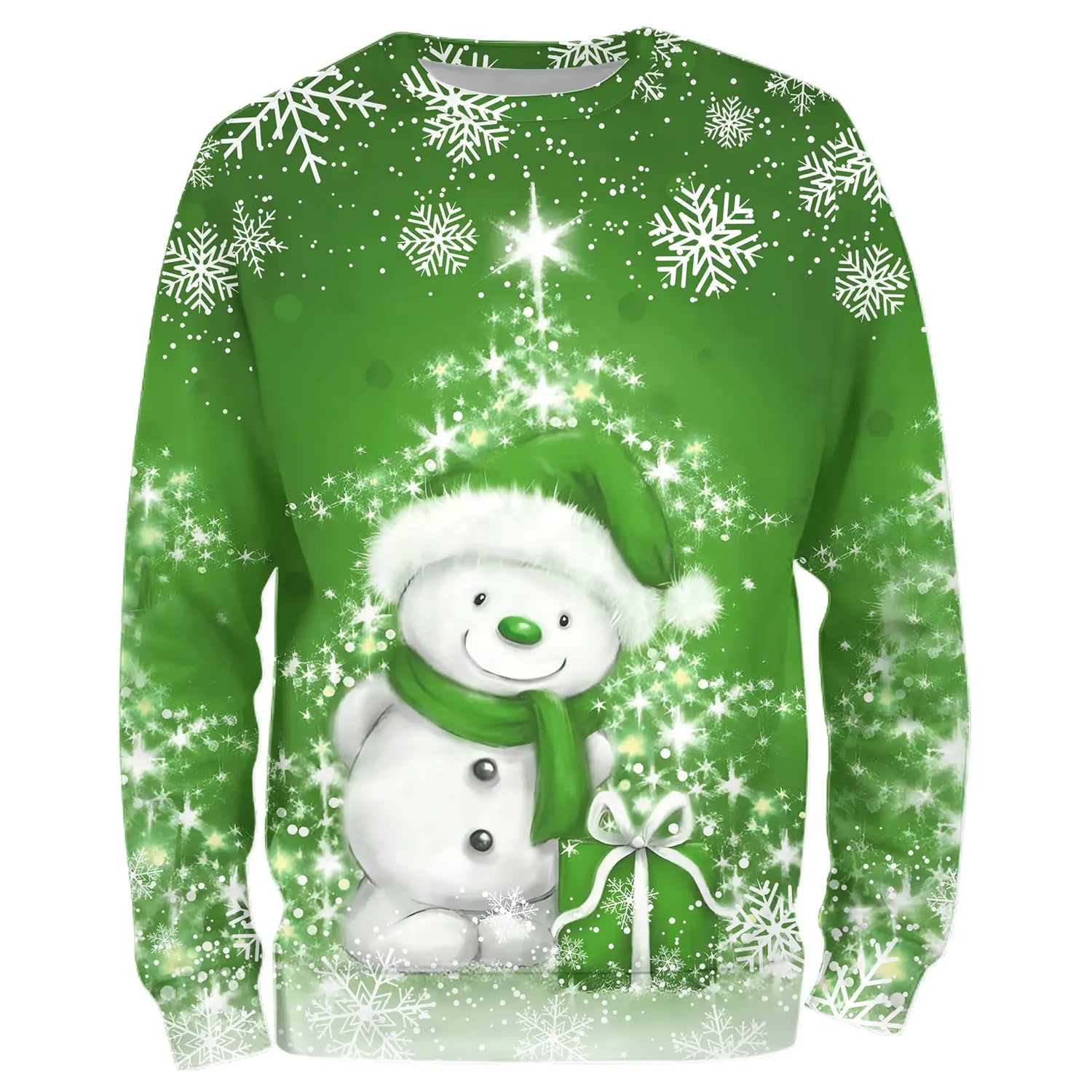 Sweat à Capuche Vert Nol – Bonhomme de Neige Enjoué avec Cadeau et clat Hivernal - CT04112348