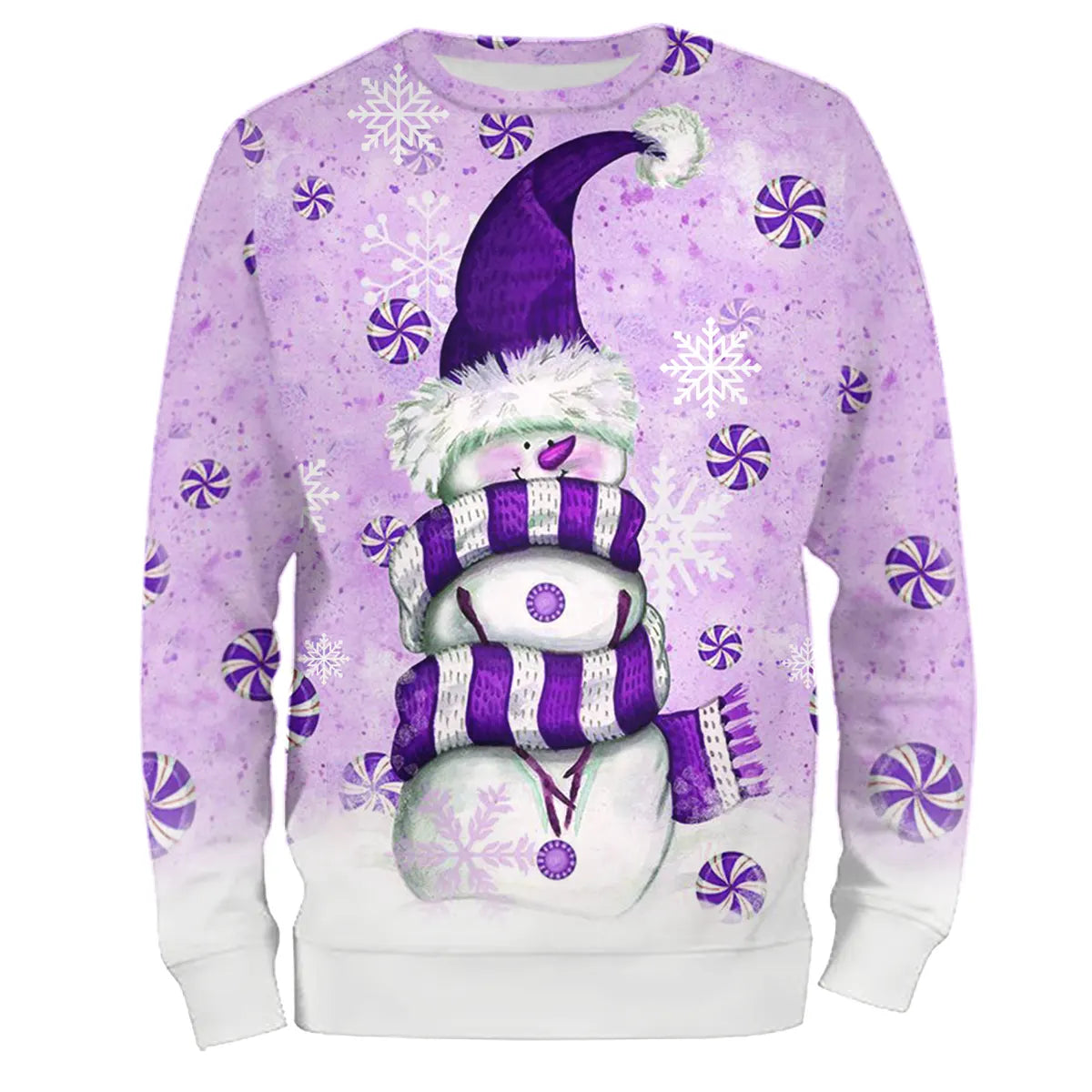 Sweat à Capuche Violet Hivernal – Bonhomme de Neige Fantaisie et Flocons Scintillants - CT04112350